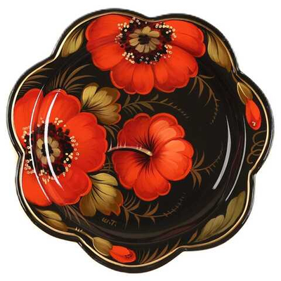 Жостовский поднос декоративный, размер 18 см (A1), металлический