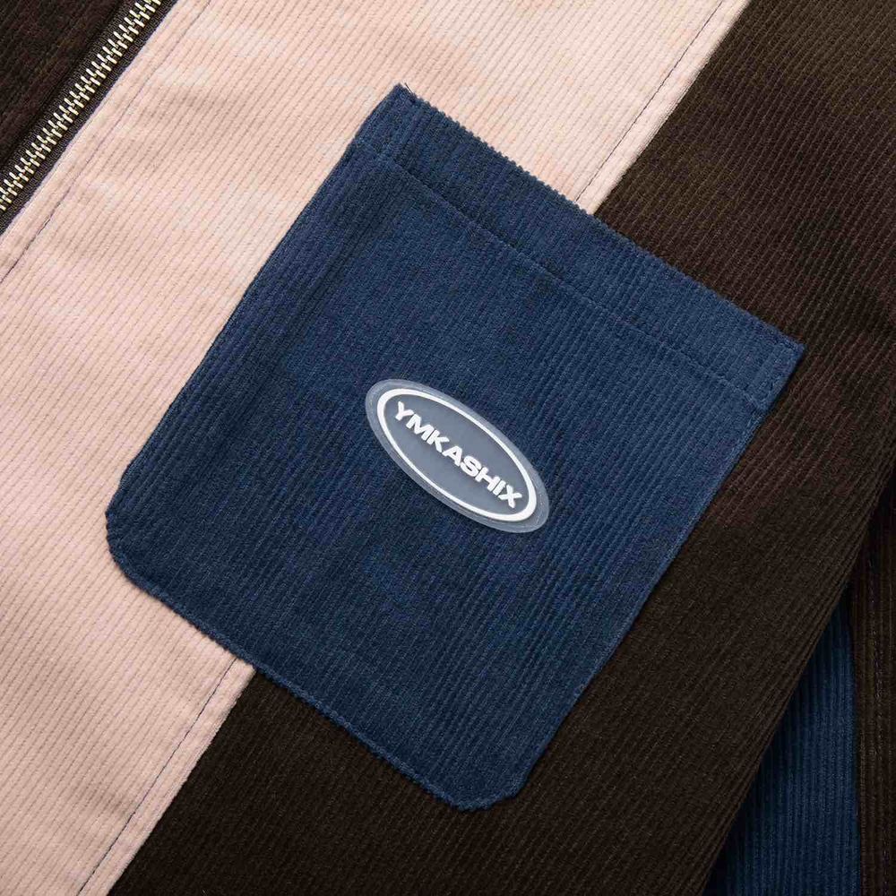 Рубашка Ymkashix Velvet Color block Zip Коричневая/Синяя/Розовая