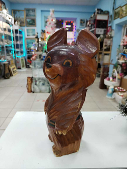 Деревянная статуэтка СССР. Олимпийский мишка.