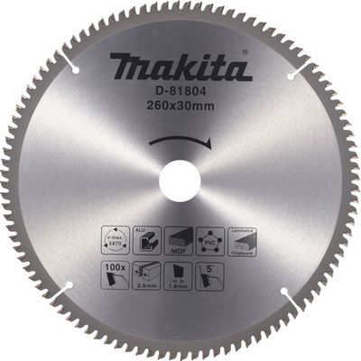 Диск п/п Makita 260*30*2.6/1.8*100T   (D-81804) универсальный