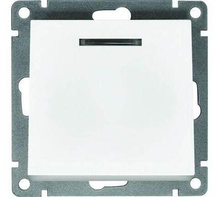 Выключатель одноклавишный с подсветкой "UNIVersal" серия "Афина ", с/у, 10А, 220В, белый (еврослот)