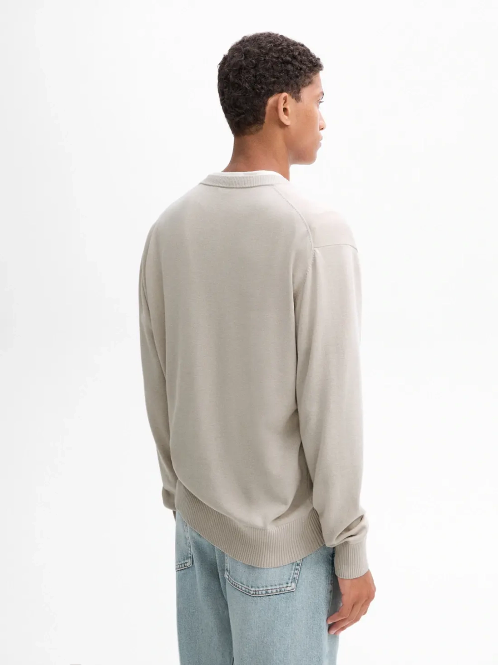 Massimo Dutti Шерстяной свитер с круглым вырезом, бежевый