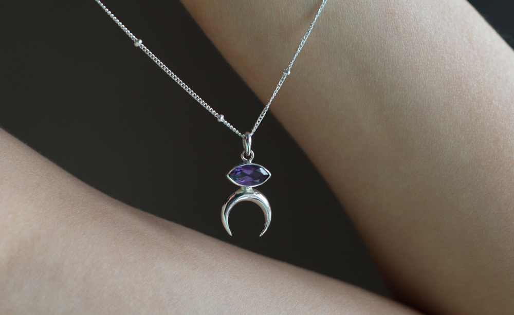 Подвеска ЛУННИЦА, серебро/аметист