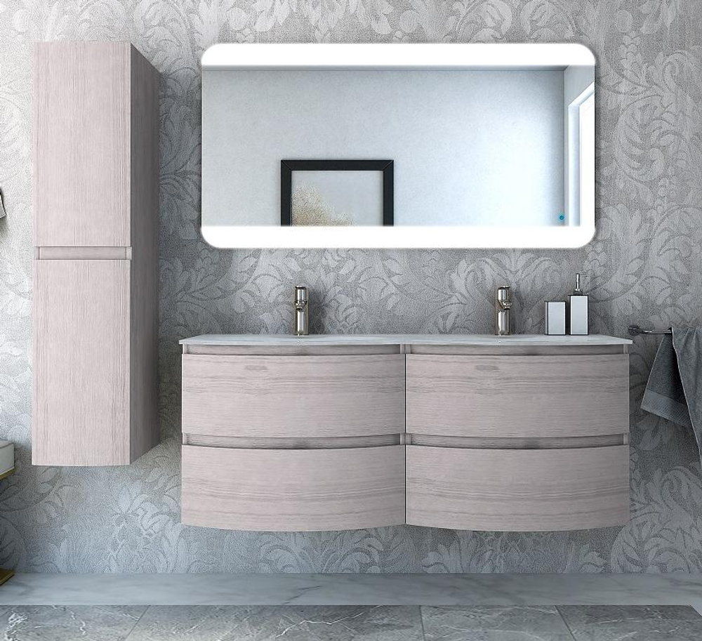 Мебель для ванной раковина с двумя чашами Cezares VAGUE 138 Rovere sbiancato