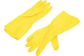 Хозяйственные латексные перчатки Komfi с х/б напылением, M, желтые, 2 шт/уп. 126935