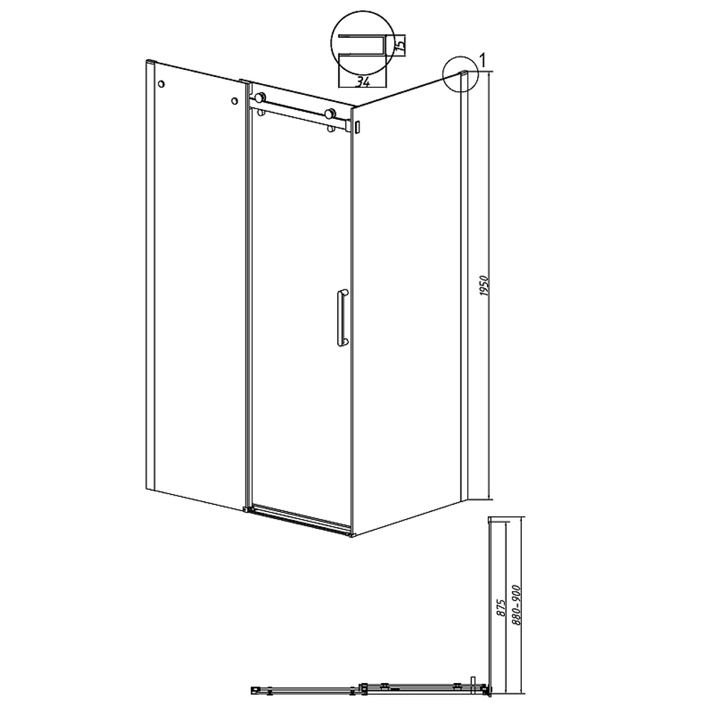 Душевая стенка Grossman Classic 90 200.K33.04.90.10.00 профиль Хром стекло прозрачное