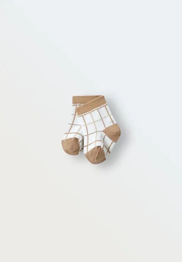Носки simple "Клетка" (шоколад+бронза+лен) Носки simple "Клетка" (шоколад+бронза+лен)