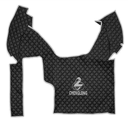 Ковры CHENGLONG (экокожа, черный, серый кант, серая вышивка)