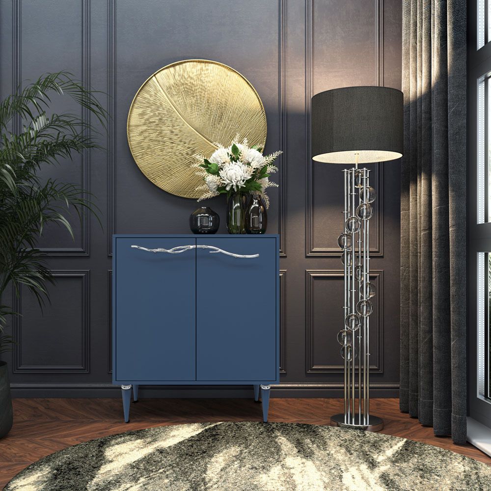 Комод Арт Колор matte Классик Сильвер с 2 полками Королевский синий матовый