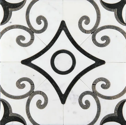 ACM-W-4/6 Итальянская мозаика мрамор Skalini Alcamo белая  светлая глянцевая