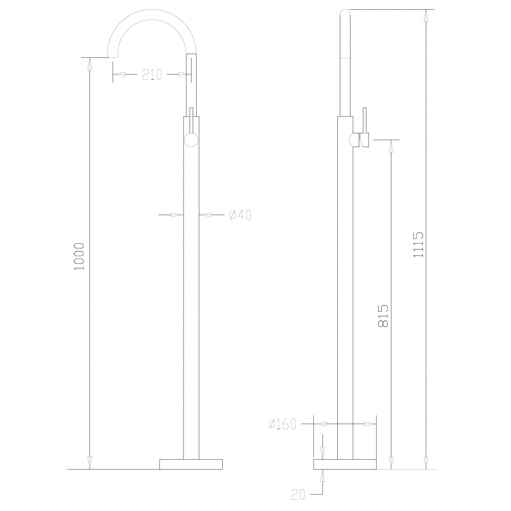 Смеситель ABBER Wasser Kreis AF8141B напольный для раковины, черный матовый