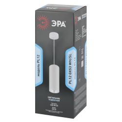 PL12 GX53 WH/SL Подсветка ЭРА Подвесной светильник под лампу GX53, алюминий, цвет белый+серебро (18/