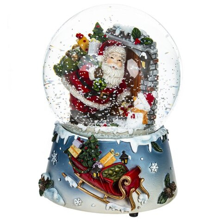 GAEM Фигурка декоративная в стекл. шаре "Санта" (музыка), D 10 см, L10 W10 H15 см
