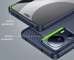 Мягкий чехол синего цвета в стиле карбон для смартфона Xiaomi Mi 12 Lite 5G NE, серия Carbon от Caseport