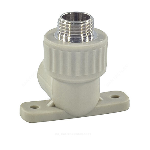 Угольник PP-R комбинированный серый Дн 20х1/2" НР с креплением VALFEX 10121020Г