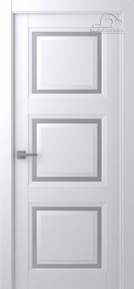 Дверь Аурум 3 / Цвет Эмаль белый / Сатин двусторонний каленый / Двери Belwooddoors