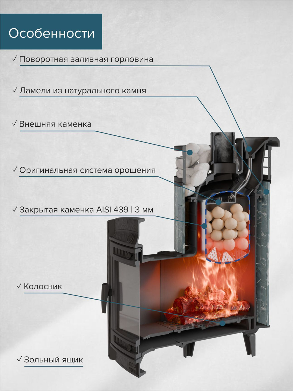 Печь банная «Атмосфера XL» Жадеит ЛАМЕЛЬ+СЕТКА
