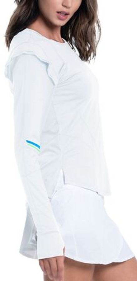 Женская теннисная футболка (dł. Рукава) Lucky in Love Tech Performance Swoop Long Sleeve - белый