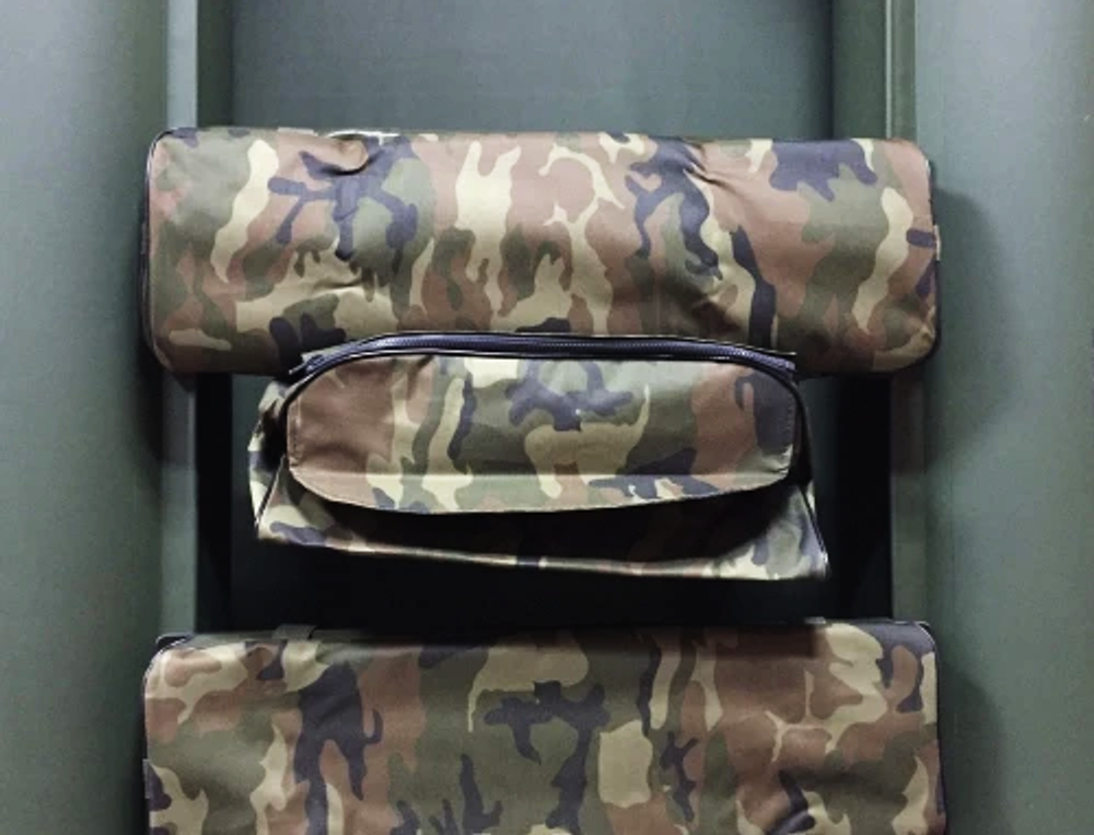 Мягкая накладка с сумкой + накладка на сидушки лодки, oxford 65*20 см, зелёный камуфляж