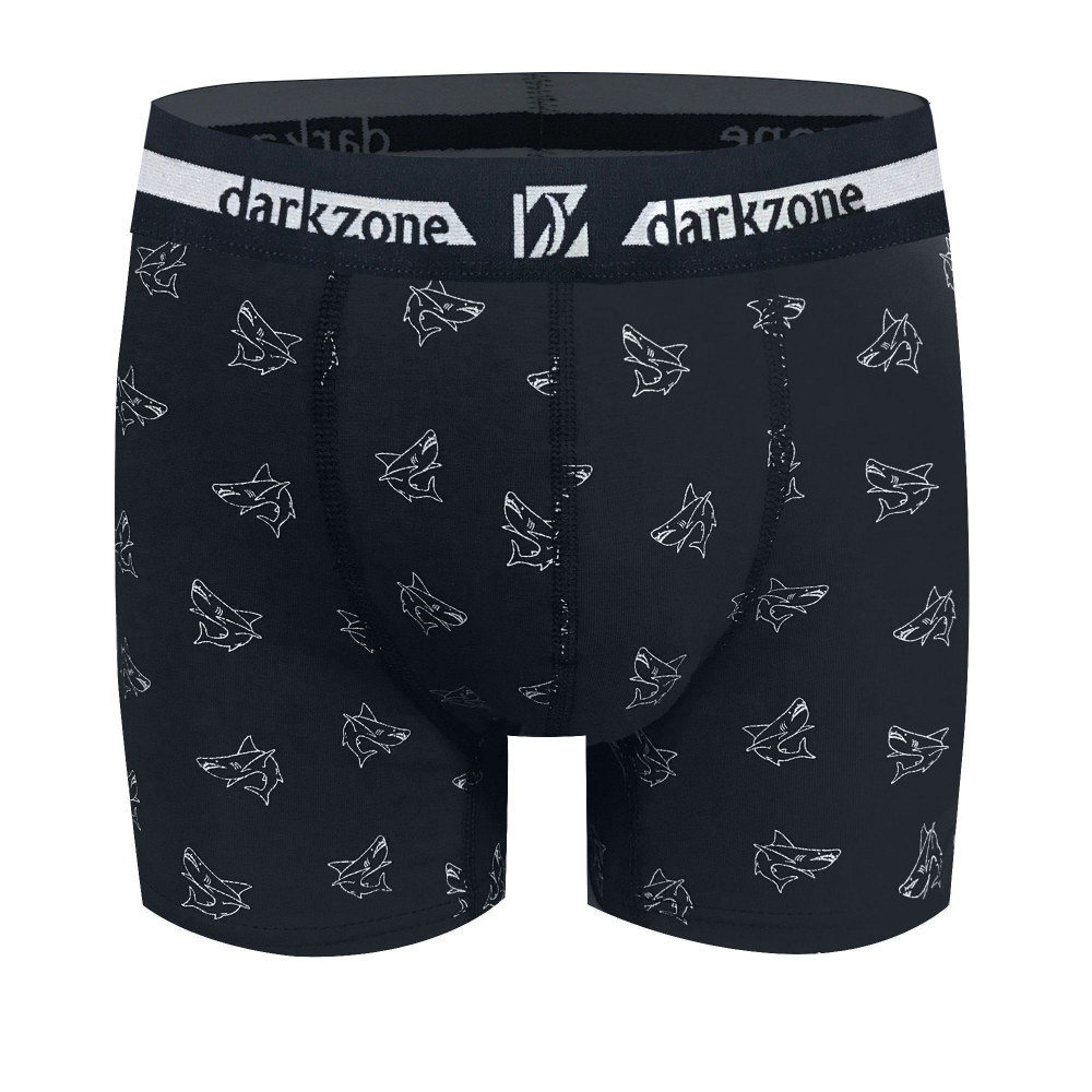 Темно-синие трусы-боксеры с принтом в виде акул (Размер: S) (Цвет: темно-синий)