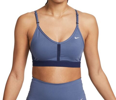 ТОП теннисный Nike Indy Bra V-Neck - diffused blue/midnight navy/midnight navy/white
