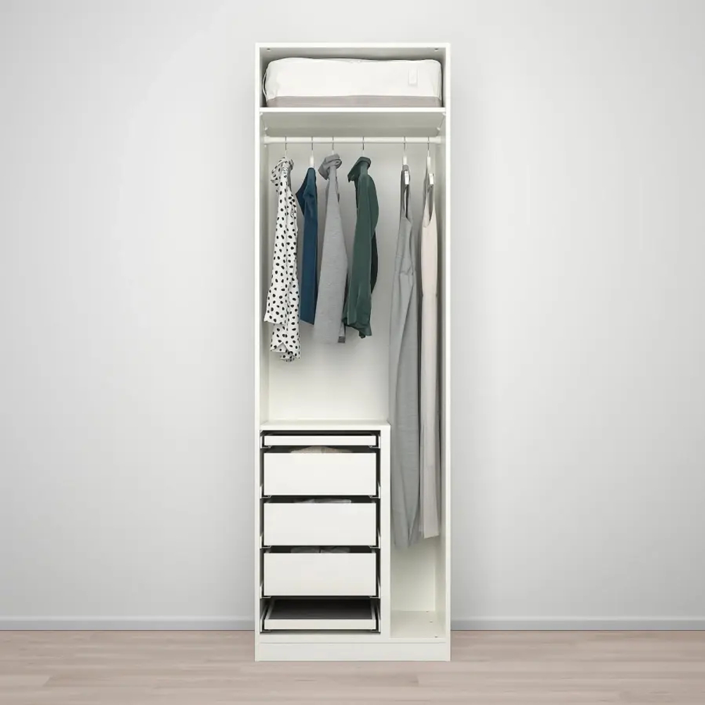 Шкаф с зеркалом - IKEA PAX/FORSAND/ÅHEIM/AHEIM/ПАКС/ФОРСАНД/ОХЕЙМ ИКЕА, 60х75х236,4 см, белый