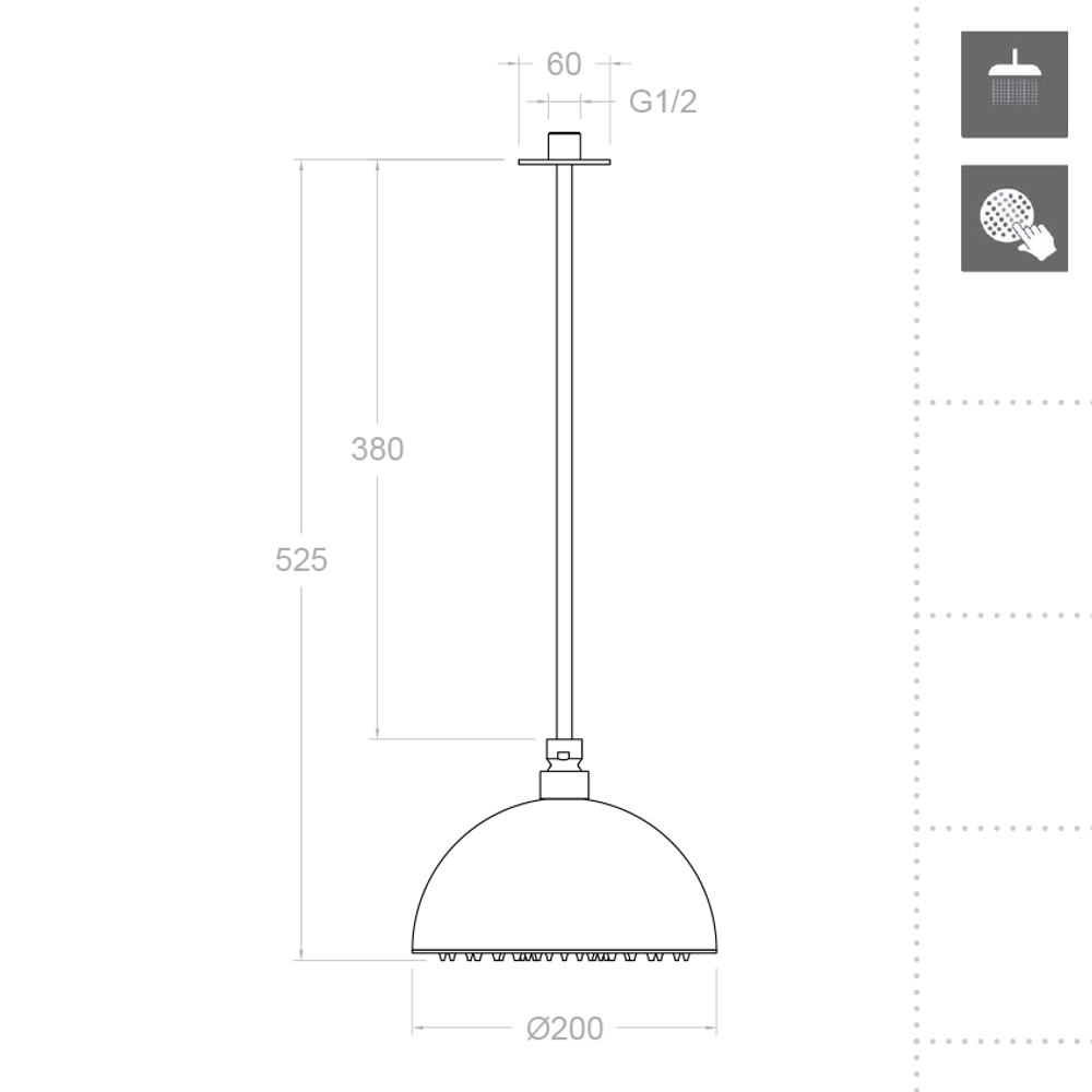 Душ тропический потолочный HYDROTHERAPY RB2V400NM чёрный