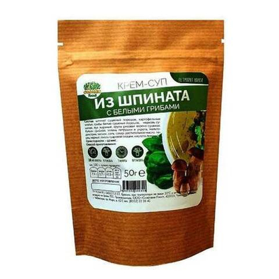 Organic Food Крем-суп из Шпината с грибами быстрого приготовления, 50 гр