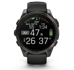 Умные часы Garmin Fenix 8, 47 мм, AMOLED, Sapphire Carbon Gray DLC Titanium with Black/Pebble Gray Silicone