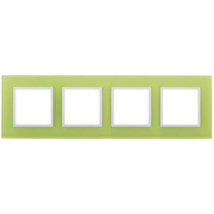 14-5104-26 ЭРА Рамка на 4 поста, стекло, Эра Elegance, лайм+бел