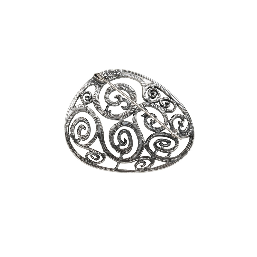 "Узорио" брошь в серебряном покрытии из коллекции "Витраж" от Jenavi с замком булавка