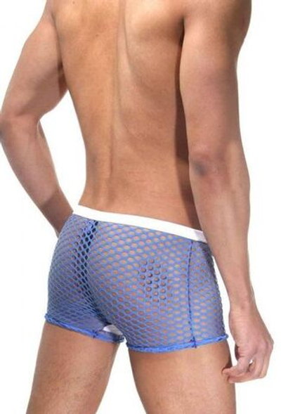 Оригинальные сетчатые трусы-боксеры (Размер: L-XL) (Цвет: синий с белым)