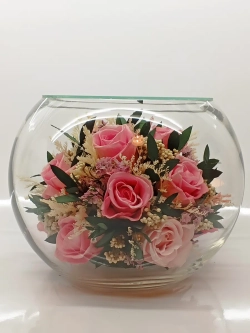 натуральные розы в стекле, вакуум