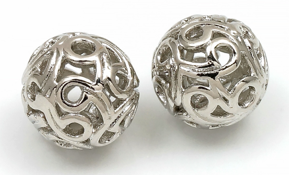 240588-р Бусина ажурная 9мм, родий