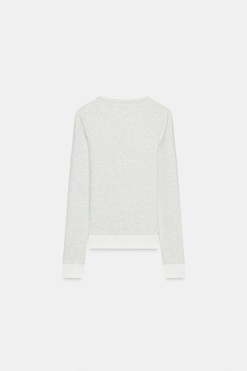 ZARA ФУТБОЛКА С ДВОЙНЫМ КОНТРАСТОМ, СЕРЫЙ МЕЛАНЖ