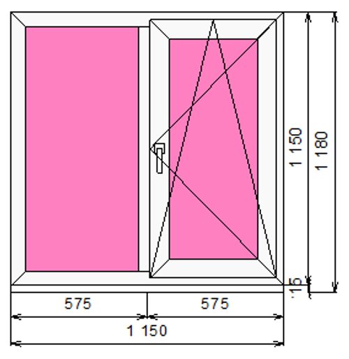 Пластиковое окно 1150 х 1150 ТермА Эко