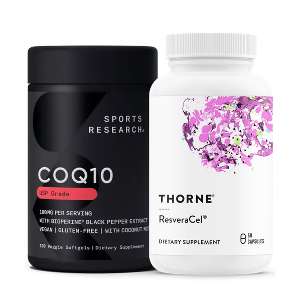Комплект для продления молодости: Коэнзим Q10 100 мг + ResveraCel®, Sports Research + Thorne
