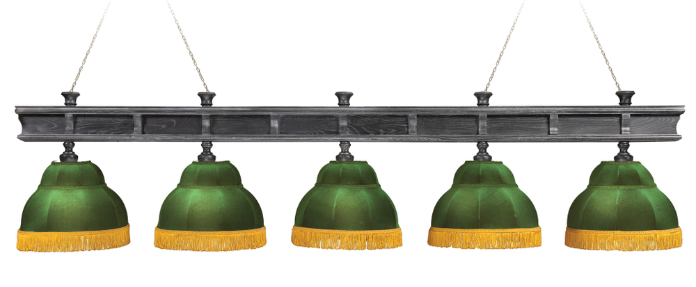 Лампа Президент Сильвер 5пл. ясень (Экс.2,бархат зеленый,бахрома желтая,фурнитура золото)