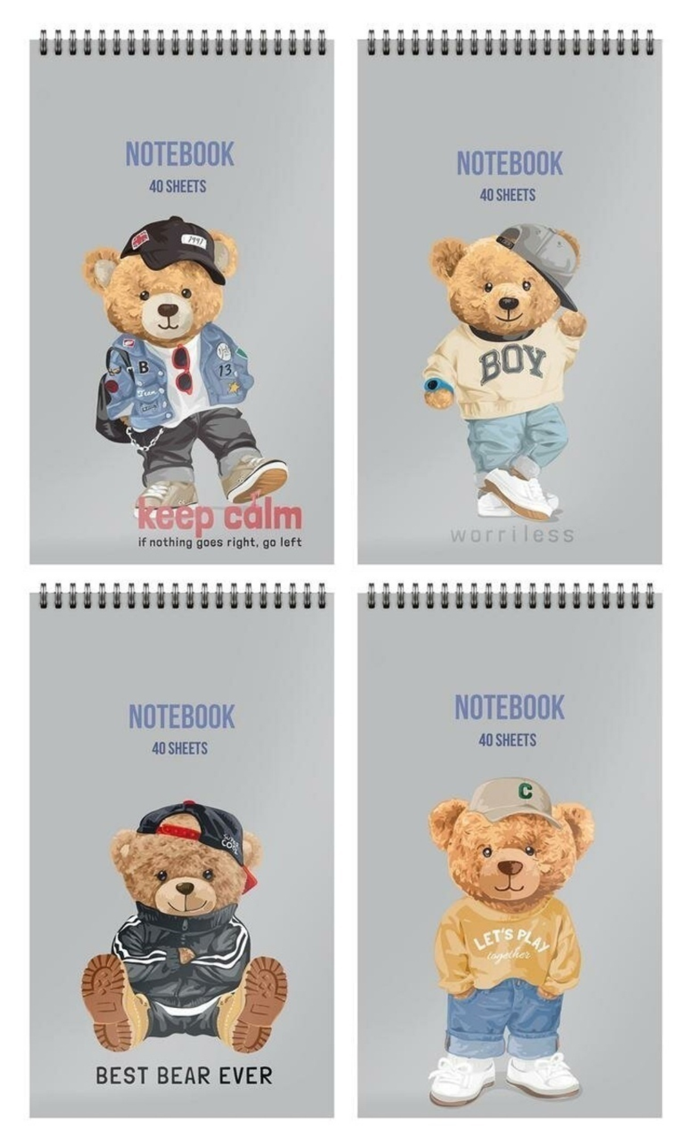 Блокнот А7 40л. клет. "Крутой мишка" греб. мел. карт., спл. Уф-лак (Schoolformat)