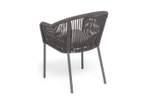"Лион" стул плетеный из роупа, каркас из стали темно-серый (RAL7024) муар, роуп темно-серый круглый, ткань темно-серая 027