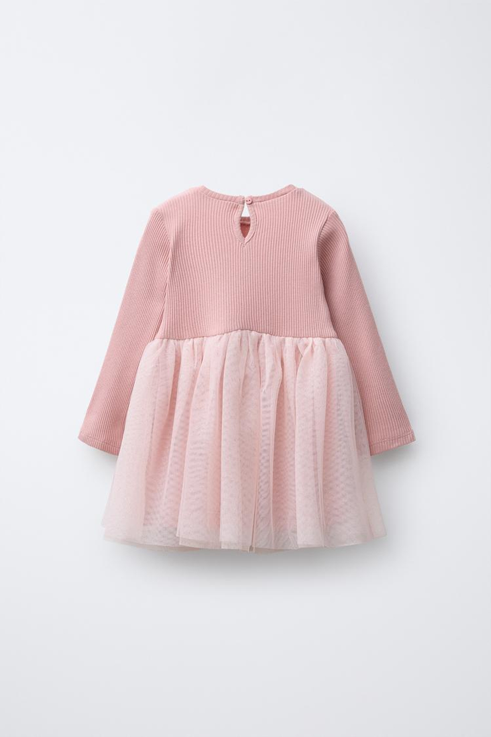 ZARA КОМБИНИРОВАННОЕ ПЛАТЬЕ ИЗ ТУЛЯ С БЛЁСТКАМИ, ПАСТЕЛЬНО-РОЗОВЫЙ