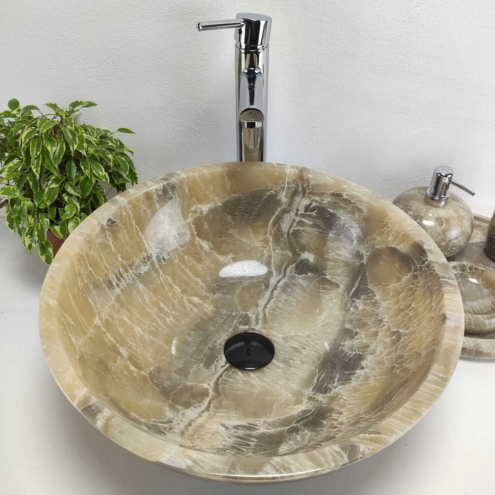 Раковина из оникса Bowl Grey Medium TinLip BO-61037 45*45*17