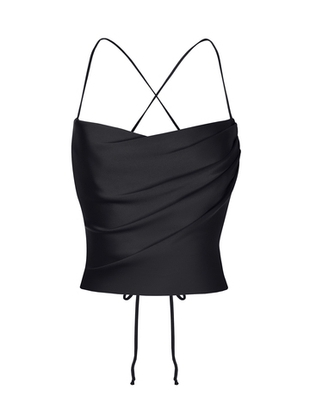 Блуза-топ драпированная из сатина с открытой спиной