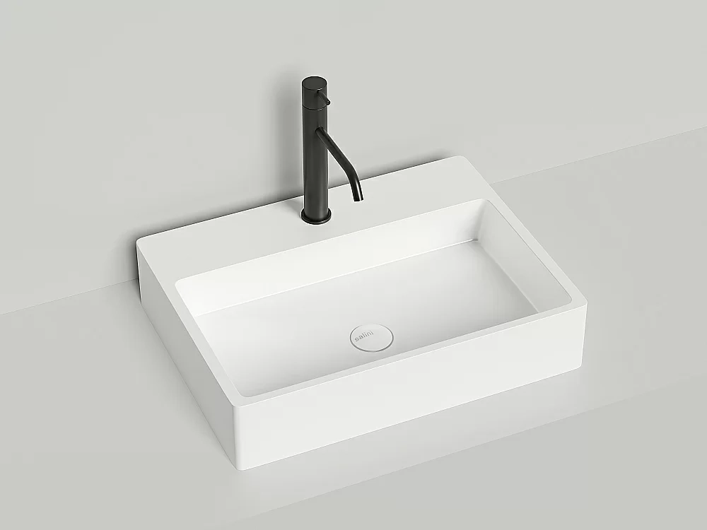Раковина Salini OTTAVIA 1103101G 59,5 из искусственного камня S-Sense, белая глянцевая