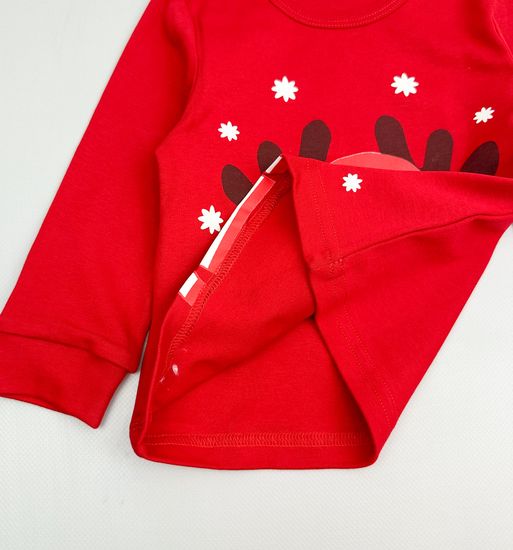 Пижама хлопковая Новогодняя, Красный/красный