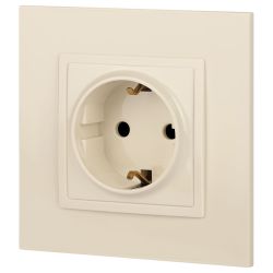 Розетка ЭРА Elegance 14-2102-02 с заземлением 2P+E Schuko со шторками 16A-250В IP20 слоновая кость | Эра Elegance