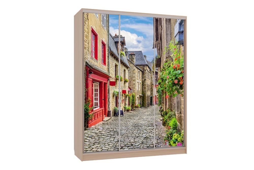 Шкаф-купе "Бассо-7 600 Европа" (дуб млечный), ЛДСП 16 мм, Мебельсон