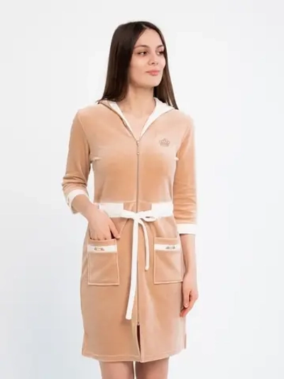 Халат велюровый молодежный с капюшоном