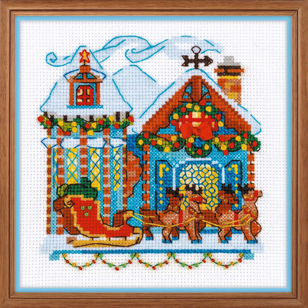 Наименование:	"Домик с санями"¶Артикул:	№1661¶Каталог:	 Каталог-приложение №31¶Нитки:	 шерсть/акрил