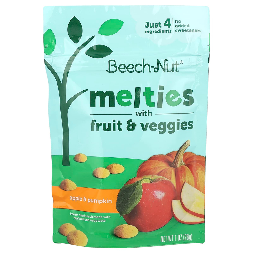 Beech-Nut, Melties с фруктами и овощами, от 8 месяцев, яблоко и тыква, 28 г (1 унция)